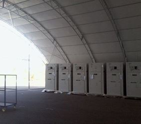 INSIDE THE STORAGE TENT