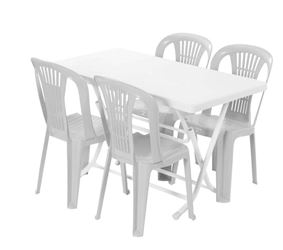 white plastic table and chair set